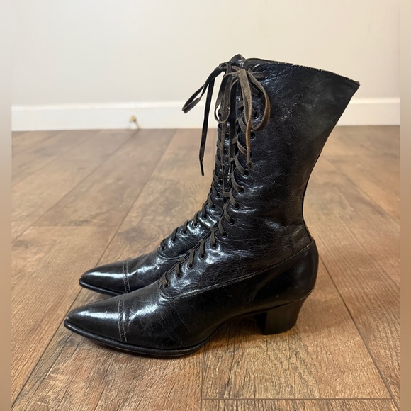 Antique Victorian/ Edwardian Boots Womens Leather Lace Up Early 1900's Witchy - Picture 5 of 11